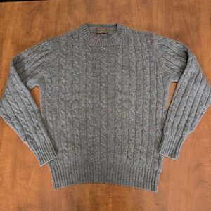 Thane Vintage Mens Long Sleeve Shetland Wool Cable Knit Crew Neck Sweater M